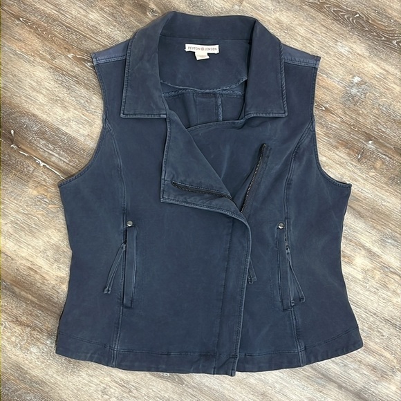 Peyton Jensen Womens Asymmetric Georgia Vest Blue Size L Moto Grunge Festival - Picture 10 of 11